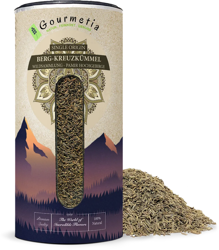 Cumino di montagna raccolto selvatico, semi interi